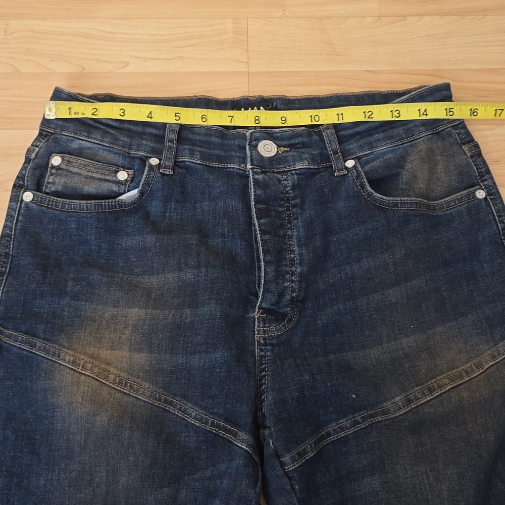 BoohooMAN Dark Blue Tall Stretch Skinny Jeans with Contrast Stitching Size 32 - Picture 11 of 11